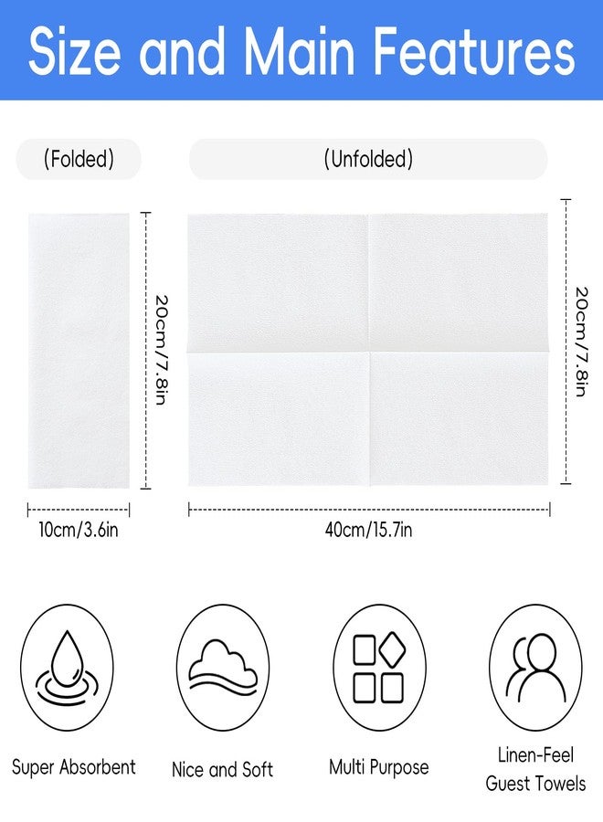 JEBBLAS 100Pcs Disposable Guest Towels, Linen Feel Hand Towels, Cloth-Like Paper Napkins, Soft, Absorbent Paper Hand Towel for Kitchen, Parties, Bathroom, Restaurant, Events, 7.8” X 15.7” White - Image 2